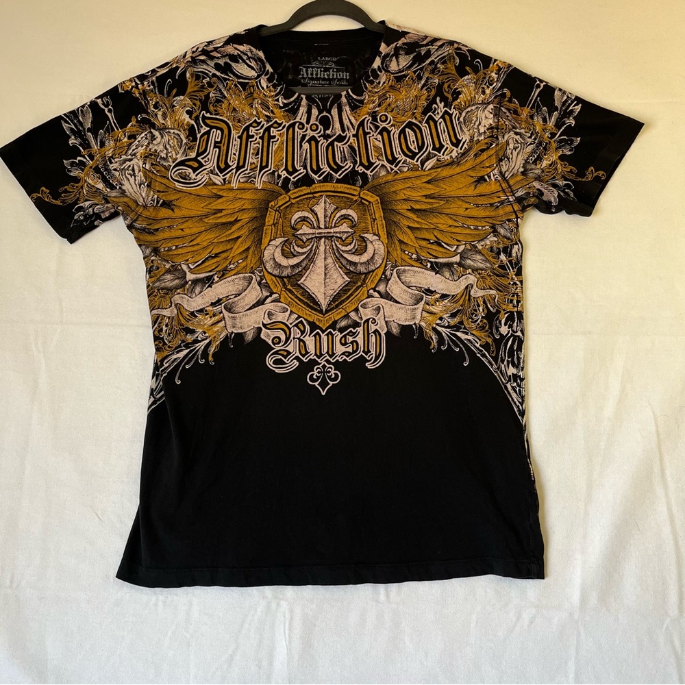 Affliction Signature Series George’s St-Pierre Rush Cross Wings Shirt Mens Large